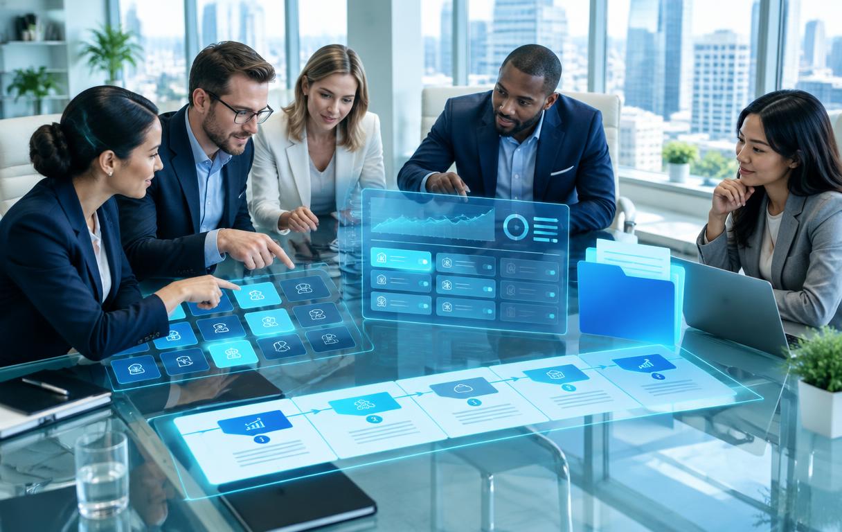 Illustration of a cross-functional team improving product utilisation and planning an account renewal