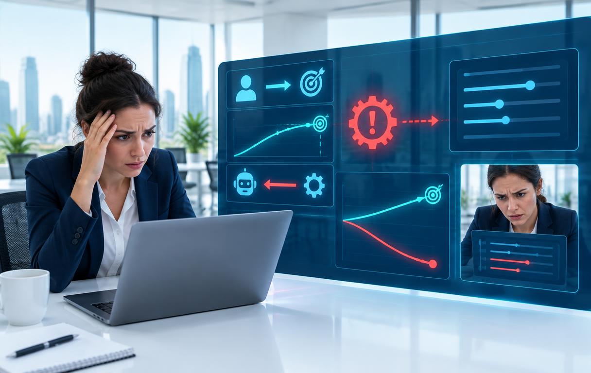 Illustration of AI configuration adjustments moving away from the customer's target