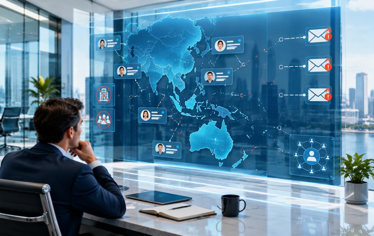 Illustration of stalled APAC inbound opportunities without local connections or regional presence