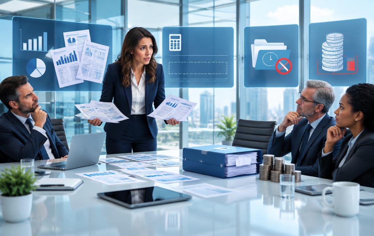 Illustration of a customer champion struggling to quantify value for skeptical budget stakeholders