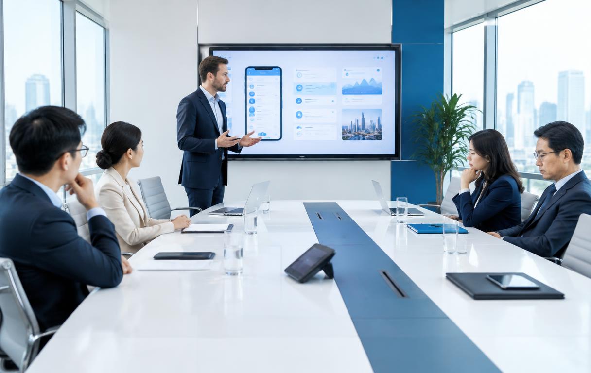 Illustration of an application-first sales pitch failing to build rapport in an APAC meeting
